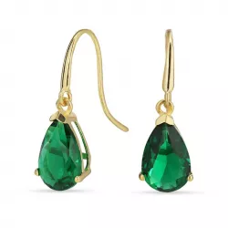 Tropfen grünem Ohrringe in 9 Karat Gold mit Synthetischer Smaragd