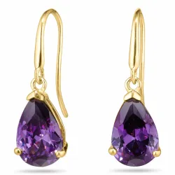 Tropfen violettem Ohrringe in 9 Karat Gold mit synthetisch Amethyst - Gold Collection