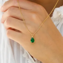 Tropfen grünem Anhänger aus 9 Karat Gold - Gold Collection