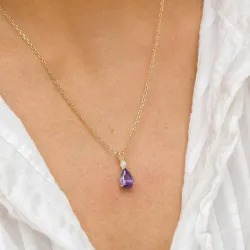 Tropfen violettem Amethyst Anhänger aus 9 Karat Gold - Gold Collection