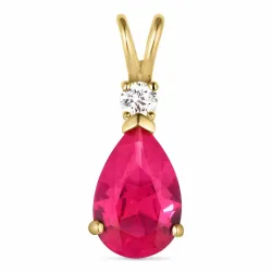 Tropfen rotem synthetische Rubin Anhänger aus 9 Karat Gold - Gold Collection