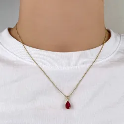 Tropfen rotem synthetische Rubin Anhänger aus 9 Karat Gold - Gold Collection