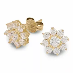 Blumen Ohrstecker in 9 Karat Gold mit Zirkon - Gold Collection