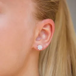 Blumen Ohrstecker in 9 Karat Gold mit Zirkon - Gold Collection