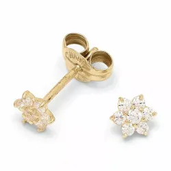 kleinen Blumen Ohrstecker in 9 Karat Gold mit Zirkon - Gold Collection