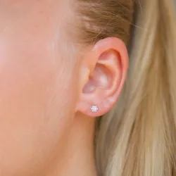 kleinen Blumen Ohrstecker in 9 Karat Gold mit Zirkon - Gold Collection