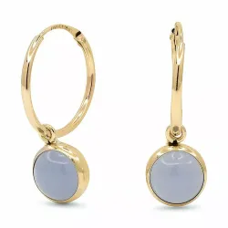 12,5 mm blauem Kreole in 9 Karat Gold mit synthetisches Calcedon - Gold Collection