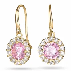 lange rosa Ohrringe in 9 Karat Gold mit Zirkon und Zirkon - Gold Collection