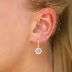 lange rosa Ohrringe in 9 Karat Gold mit Zirkon und Zirkon - Gold Collection