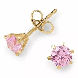 runden Solitärohrstecker in 9 Karat Gold mit Zirkon - Gold Collection