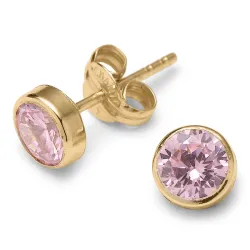 bezaubernder runden Ohrstecker in 9 Karat Gold mit Zirkon - Gold Collection