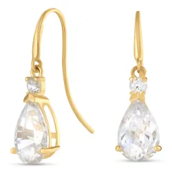Tropfen Ohrringe in 9 Karat Gold mit Zirkon und Zirkon - Gold Collection