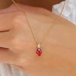 Tropfen rotem Anhänger aus 9 Karat Gold - Gold Collection