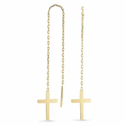 lange Kreuz Ohrringe in 9 Karat Gold