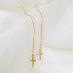 lange Kreuz Ohrringe in 9 Karat Gold