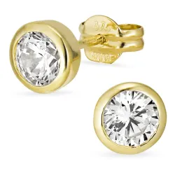 6 mm Ohrstecker in 9 Karat Gold mit Zirkon - Gold Collection