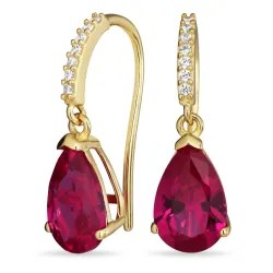rotem Ohrringe in 9 Karat Gold mit synthetische Rubin und Zirkon - Gold Collection