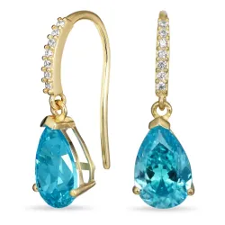 blauem Ohrringe in 9 Karat Gold mit synthetische Topas und Zirkon - Gold Collection