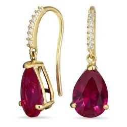 rotem Ohrringe in 9 Karat Gold mit synthetische Rubin und Zirkon - Gold Collection