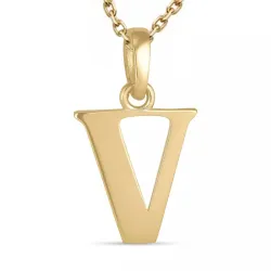 buchstab v Halskette aus vergoldetem Sterlingsilber und Anhänger aus 9 Karat Gold - My Letter