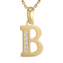 buchstab b Zirkon Halskette aus vergoldetem Sterlingsilber und Anhänger aus 9 Karat Gold - My Letter