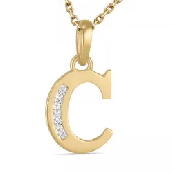 buchstab c Zirkon Halskette aus vergoldetem Sterlingsilber und Anhänger aus 9 Karat Gold - My Letter