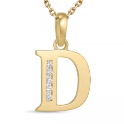 buchstab d Zirkon Halskette aus Vergoldete Legierung und Anhänger aus 9 Karat Gold - My Letter