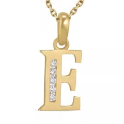 buchstab e Zirkon Halskette aus vergoldetem Sterlingsilber und Anhänger aus 9 Karat Gold - My Letter