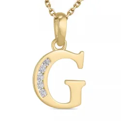 buchstab g Zirkon Halskette aus vergoldetem Sterlingsilber und Anhänger aus 9 Karat Gold - My Letter