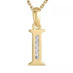 buchstab i Zirkon Halskette aus vergoldetem Sterlingsilber und Anhänger aus 9 Karat Gold - My Letter