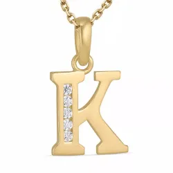 buchstab k Zirkon Halskette aus vergoldetem Sterlingsilber und Anhänger aus 9 Karat Gold - My Letter