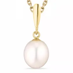 Perle Halskette aus vergoldetem Sterlingsilber und Anhänger aus 9 Karat Gold - Gold Collection