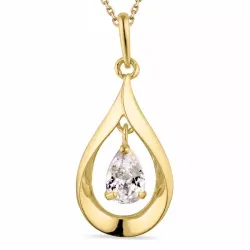 Tropfen Zirkon Halskette aus vergoldetem Sterlingsilber und Anhänger aus 9 Karat Gold - Gold Collection