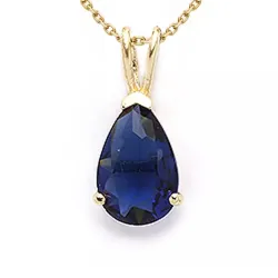 Tropfen synthetische Saphir Halskette aus vergoldetem Sterlingsilber und Anhänger aus 9 Karat Gold - Gold Collection