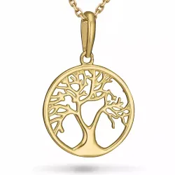 12 mm Lebensbaum Halskette aus vergoldetem Sterlingsilber und Anhänger aus 9 Karat Gold - Gold Collection