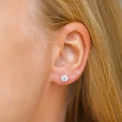 5 mm runden Ohrringe in 14 Karat Gold mit Zirkon - Gold Collection