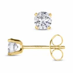 4,5 mm runden Ohrringe in 14 Karat Gold mit Zirkon - Gold Collection