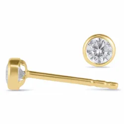3 mm runden Ohrringe in 14 Karat Gold mit Zirkon - Gold Collection