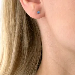 3 mm runden Ohrringe in 14 Karat Gold mit Zirkon - Gold Collection