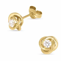runden Ohrringe in 14 Karat Gold mit Zirkon - Gold Collection