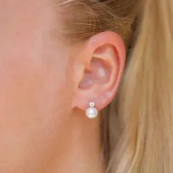 runden Perleohrringe in 14 Karat Gold mit Zirkon - Gold Collection