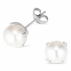 8 mm runden Ohrringe in 14 Karat Weißgold