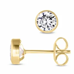 5 mm runden Ohrringe in 14 Karat Gold mit Zirkon - Gold Collection