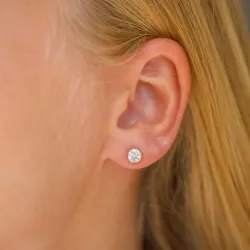 5 mm runden Ohrringe in 14 Karat Gold mit Zirkon - Gold Collection