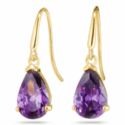 Tropfen violettem Ohrringe in 14 Karat Gold mit synthetisch Amethyst - Gold Collection