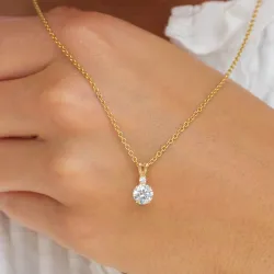 weißem Zirkon Anhänger aus 14 Karat Gold - Gold Collection