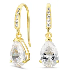 tropfenförmiger Ohrringe in 14 Karat Gold mit Zirkon - Gold Collection