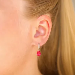 tropfenförmiger Ohrringe in 14 Karat Gold mit Rubin und Zirkon - Gold Collection