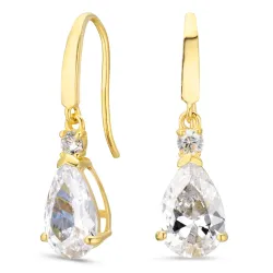 tropfenförmiger Ohrringe in 14 Karat Gold mit Zirkon - Gold Collection