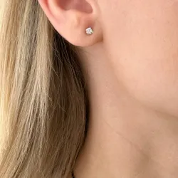 viereckigem 3 x 3 mm Ohrringe in 14 Karat Gold mit Zirkon - Gold Collection